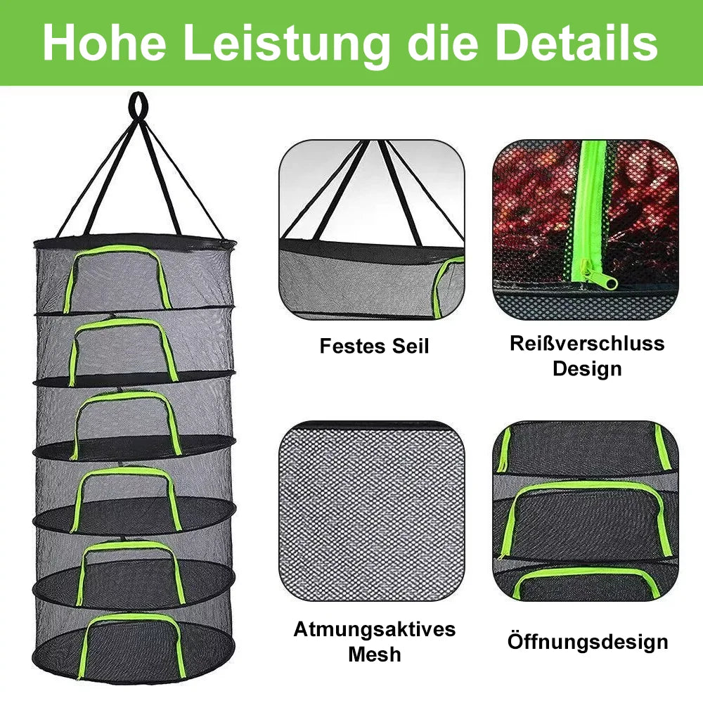 Carvallo Växttork nät | 4–8 nivåer | Fällbar & Vattentålig | Med tillbehör & Bärväska