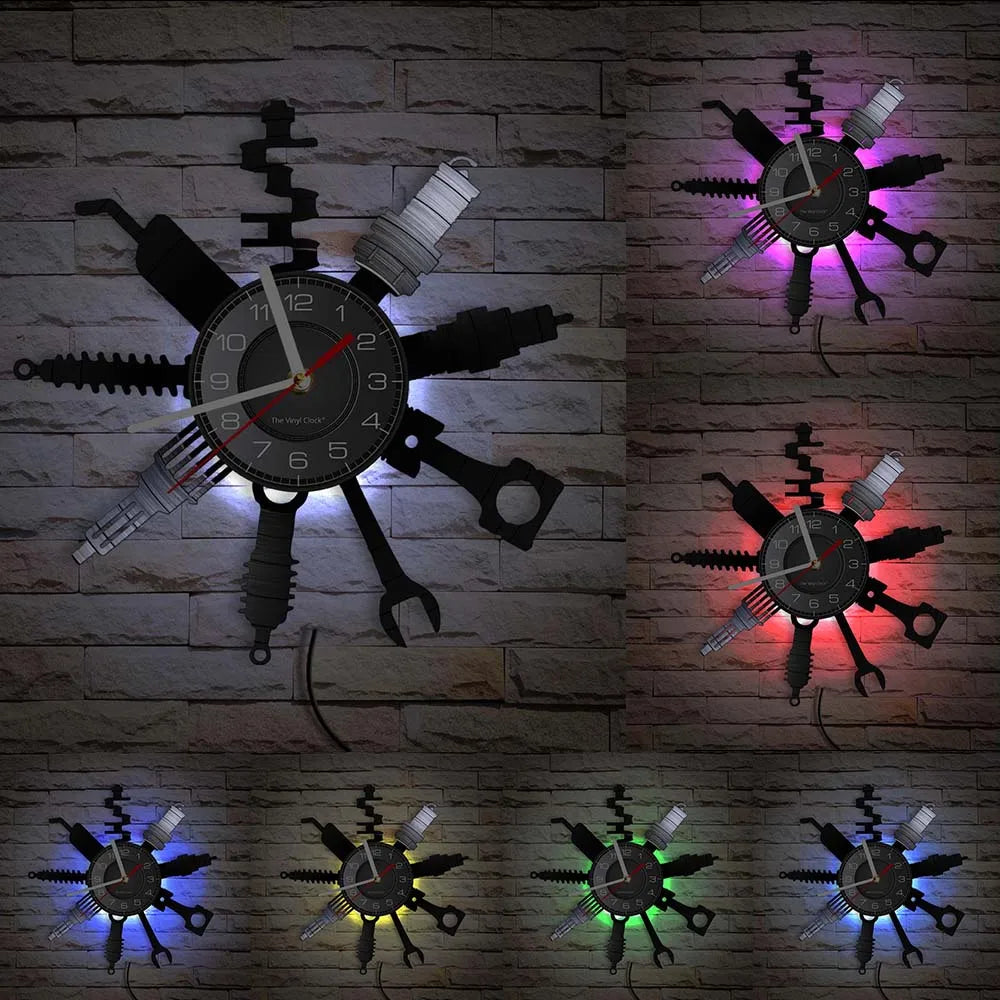 AutoReparation - Vinyl Väggklocka med Modern Garage Design