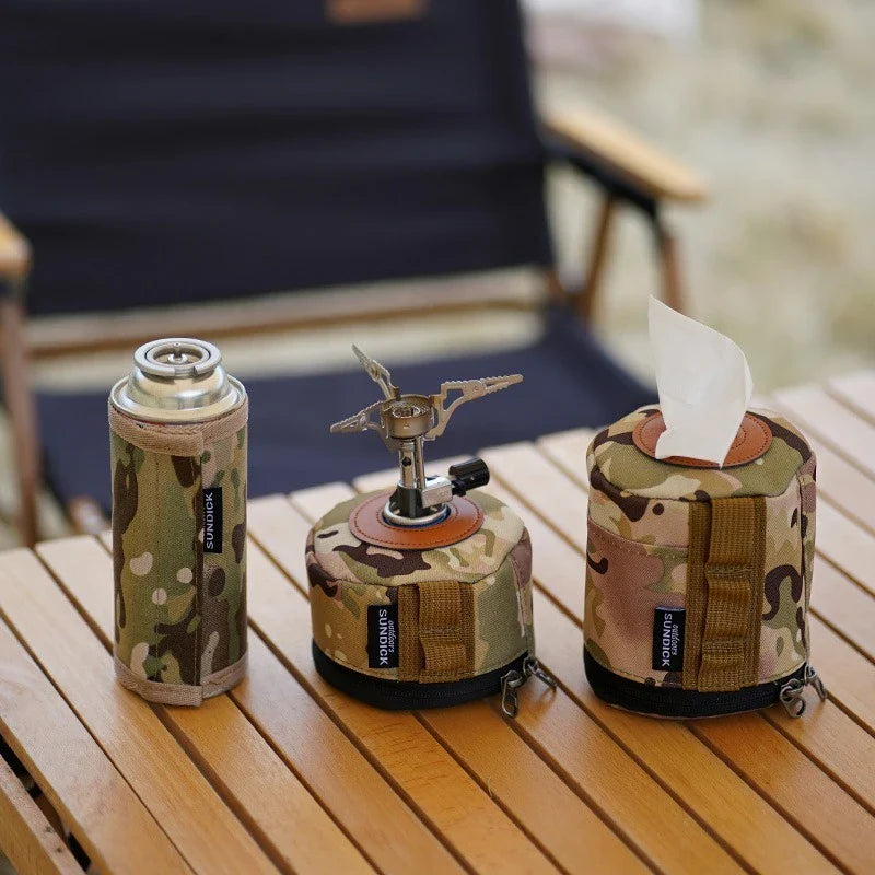 Carvallo skyddshölje för gaspatroner | Stötresistent & Praktisk | För 230 g & 450 g platta gasburkar | Med sidoficka & dragkedja | Utomhus & Camping