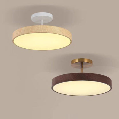 Semi-Flush Trä LED Taklampa – Modern Stil