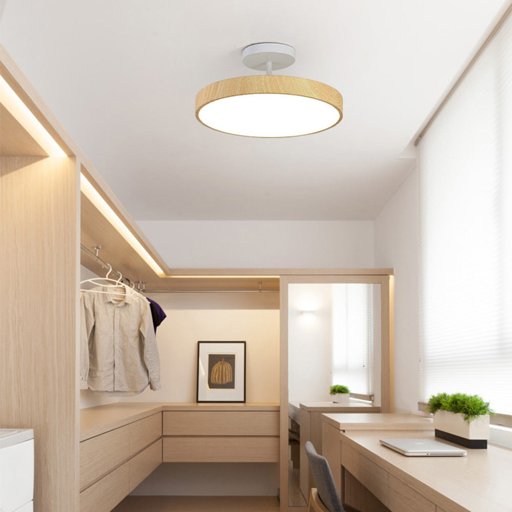 Semi-Flush Trä LED Taklampa – Modern Stil