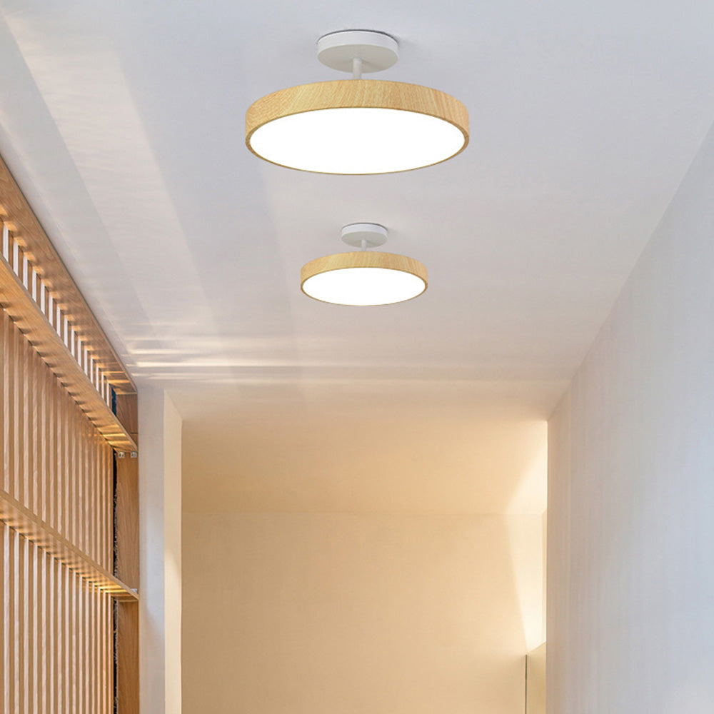 Semi-Flush Trä LED Taklampa – Modern Stil
