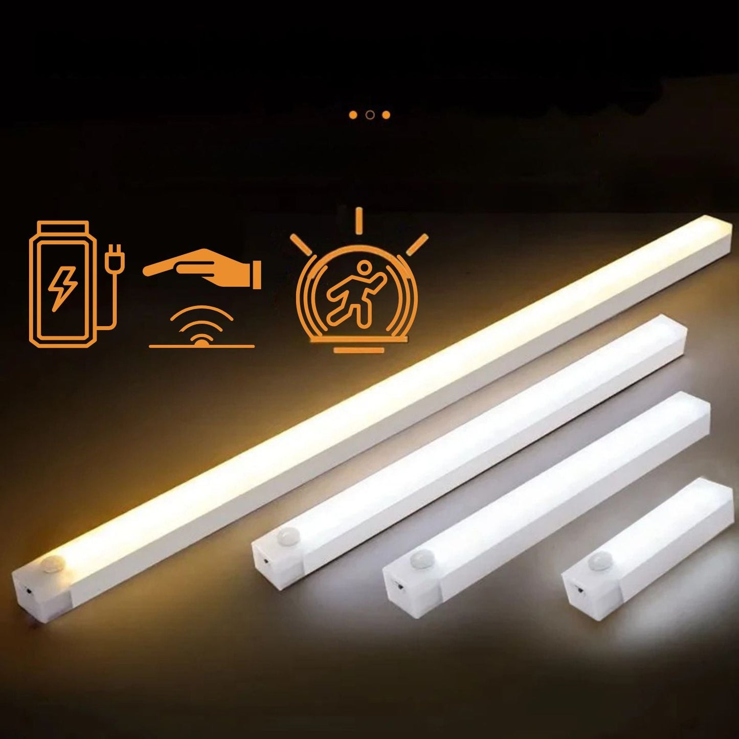 Carvallo Motion LED | Uppladdningsbart sensorljus med magnetfäste | Varmvit | För skåp, säng & hall