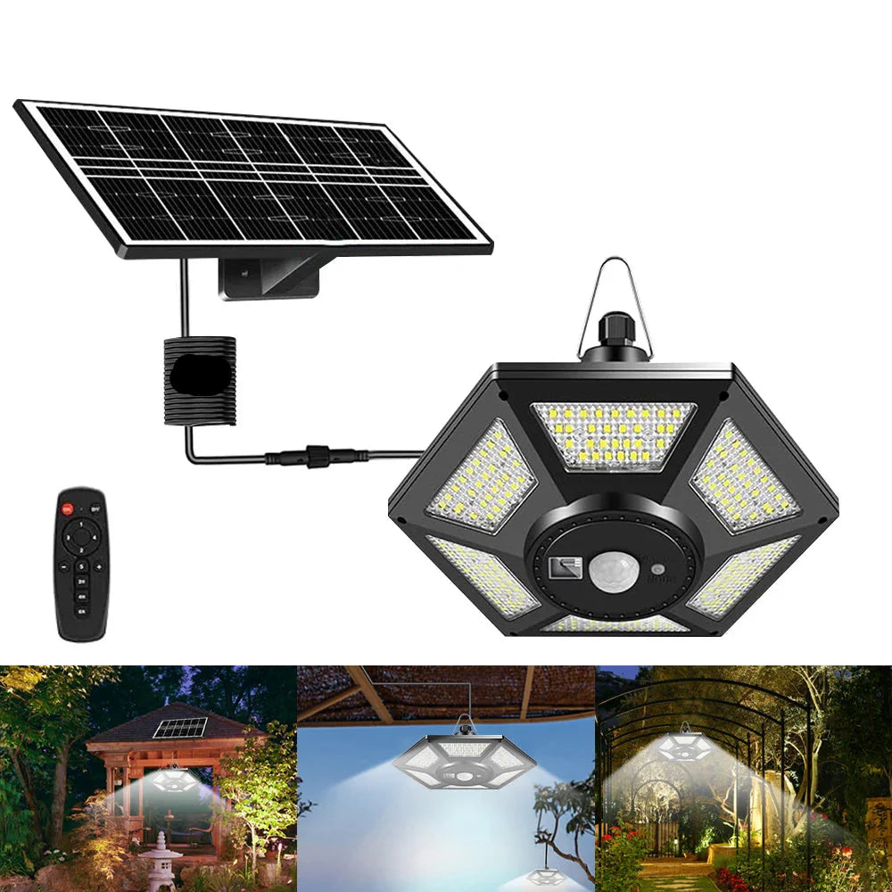 Carvallo | 228 LED Soltaklampa | 360° Ljusvinkel | Med fjärrkontroll & rörelsesensor | 4400mAh batteri