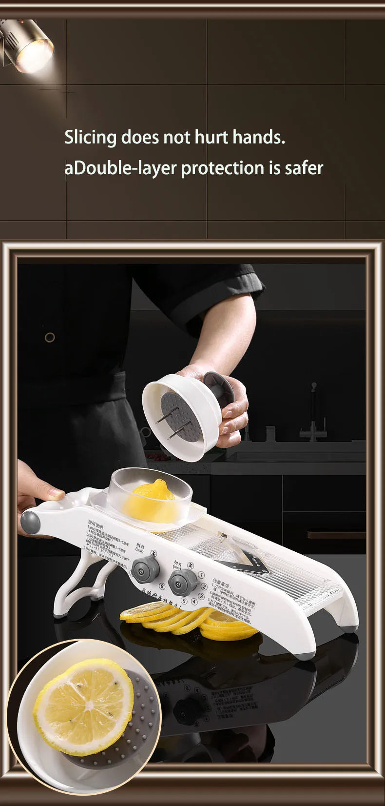 Carvallo Multifunktionell Grönsaksskärare med Uppsamlingbehållare | Citronrivare & Hyvel för Frukt, Potatis & Morötter | Justerbar Blad & Fingerskydd