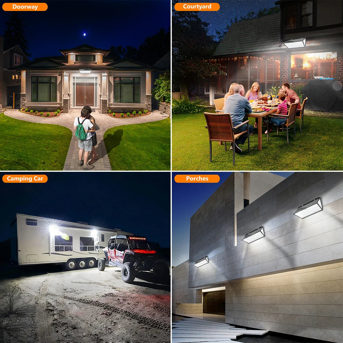 Carvallo UltraShine 258 Solar-vägglampa 258 LEDs | 270° spridningsvinkel | Rörelsesensor med 3 lägen | IP65 Vattentät | För trädgård, garage & stängsel