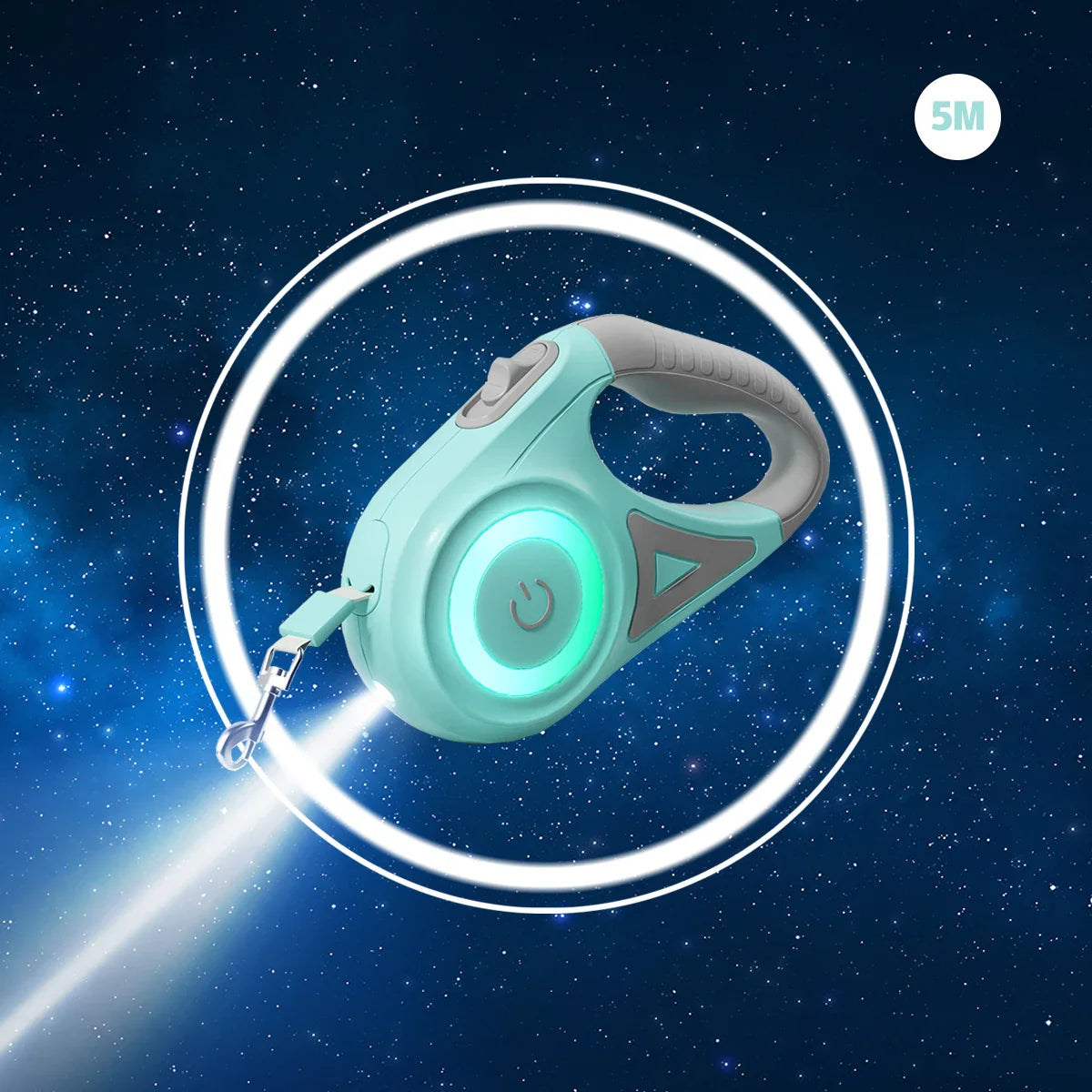 Carvallo Hundeleine LumiLeash FlexiLight | Utdragbar koppel med belysning | 3 m & 5 m längd | För hundar & katter upp till 35 kg