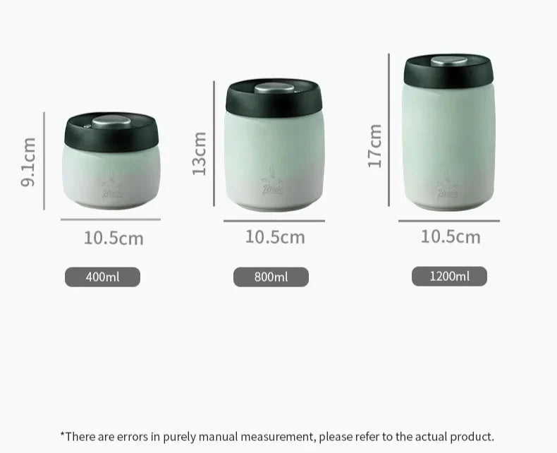 Royallure Kaffeebehållare i rostfritt stål med manuell vakuumlock för färska bönor