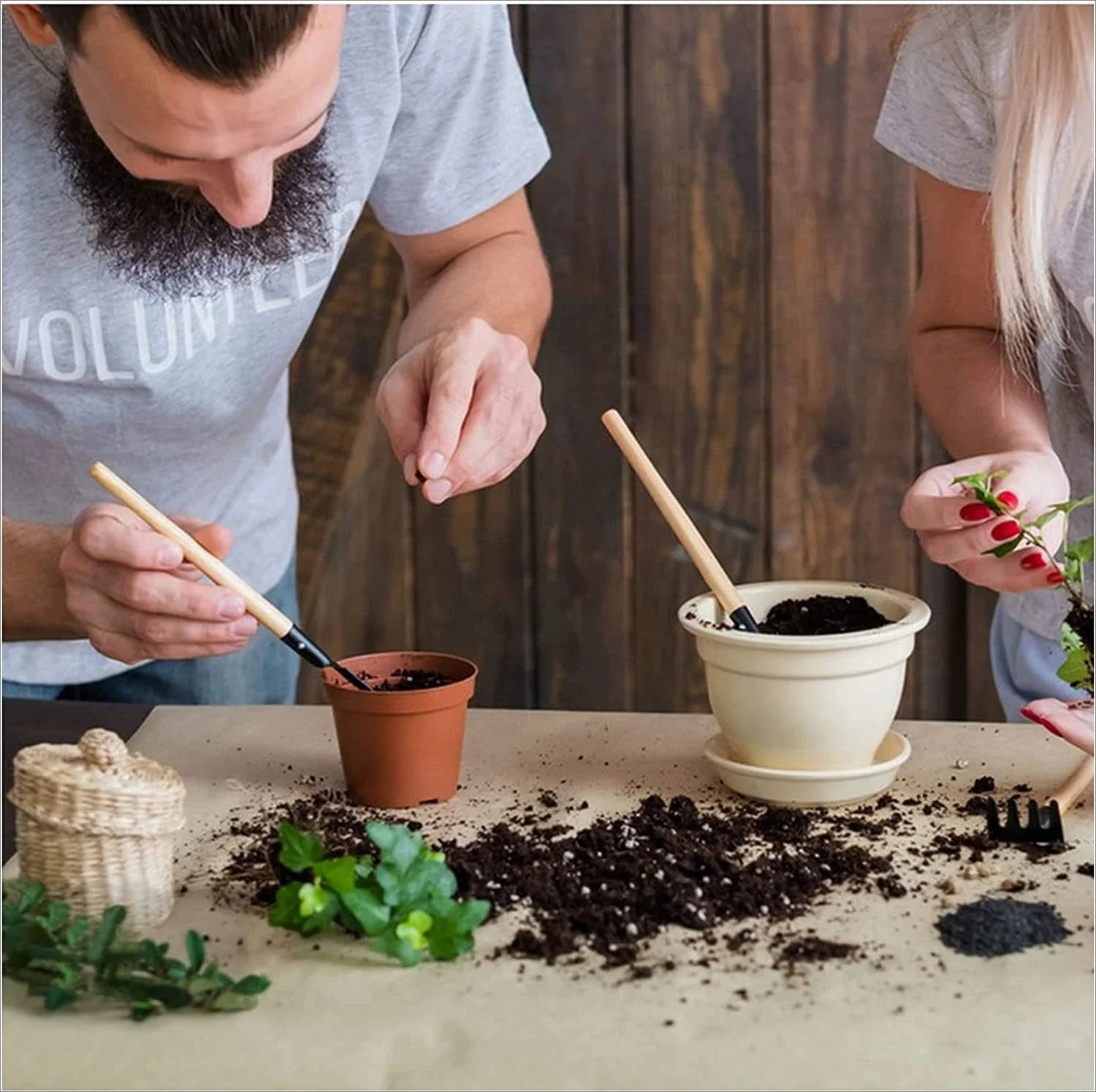 Carvallo Mini Trädgårdsverktygset | Idealiskt för Suculenter &amp; Bonsai | Ergonomisk &amp; Robust | Trä &amp; Stål