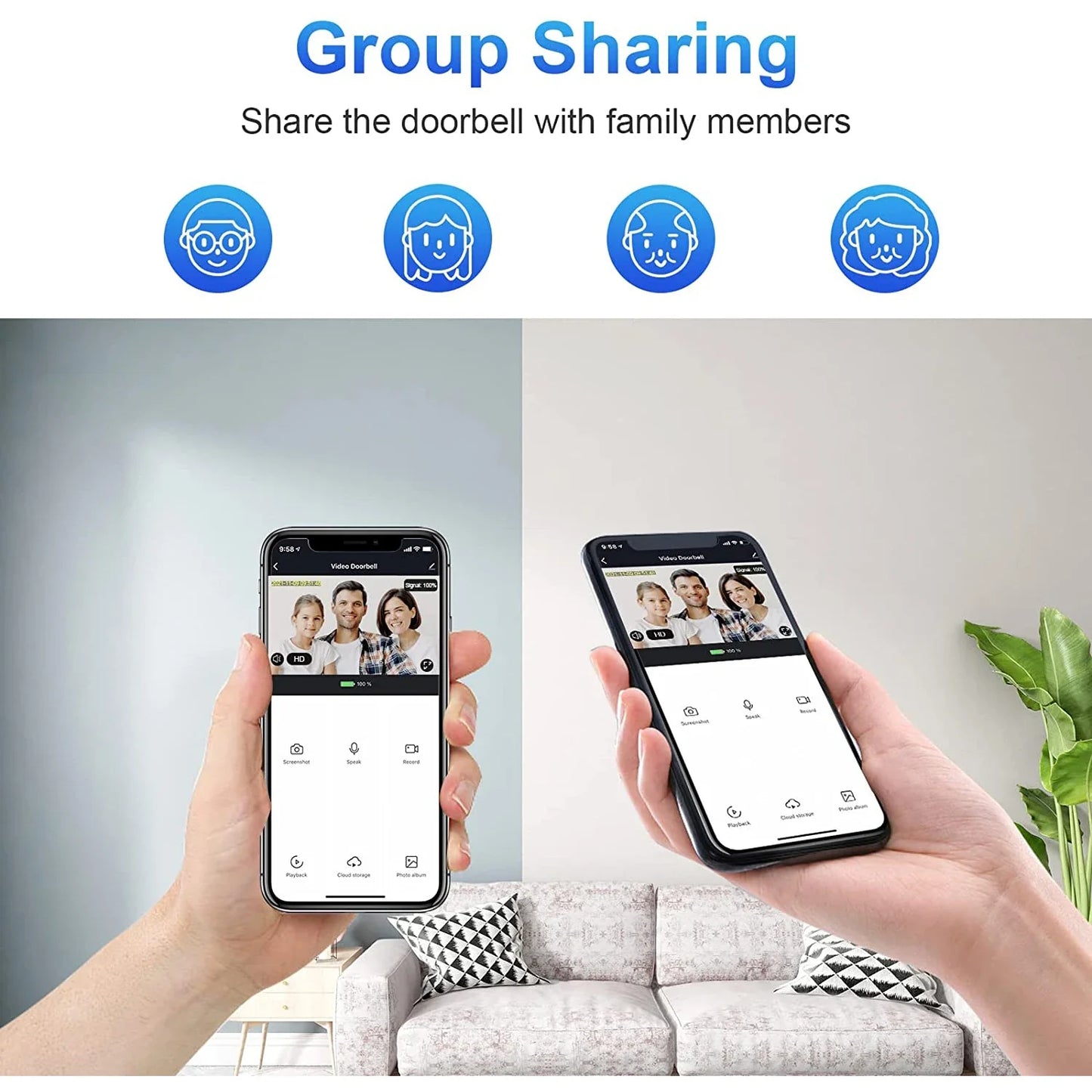 Carvallo Dörrklocka med kamera | WLAN & App-styrning | 1080P HD-video | Rörelsedetektering & Nattseende