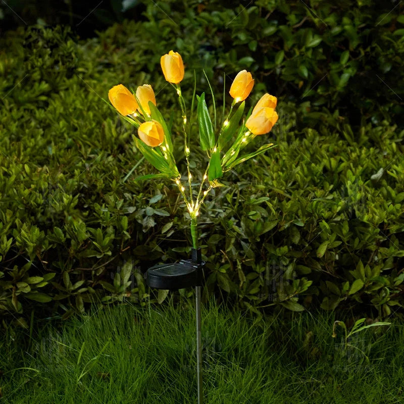 Carvallo Solartulip | LED trädgårdslampa i blomform | Solarbetriven | Väderbeständig & dekorativ | För trädgård, balkong & gångar