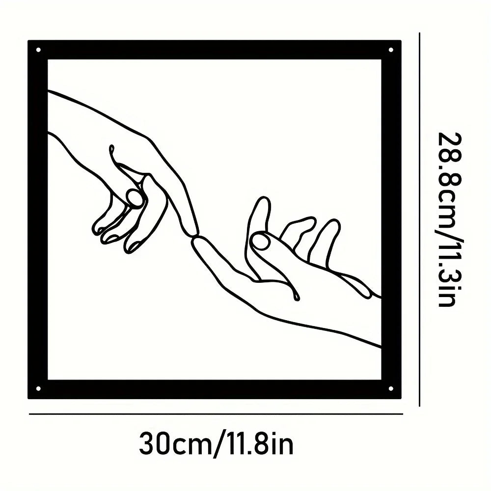 Connected Hands Metallväggdekoration – Minimalistisk och Enande