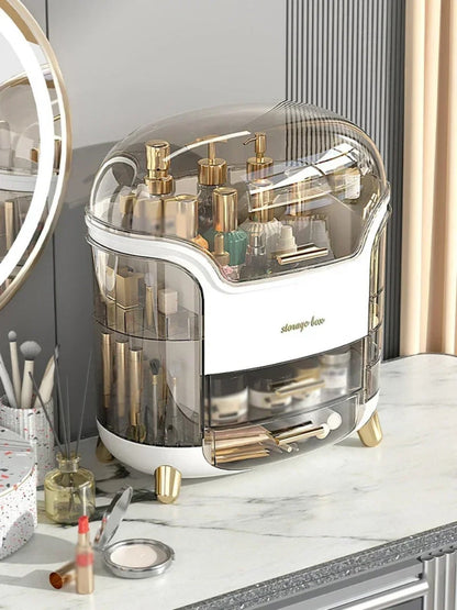 Transparent Desktop Makeup Organizer – Stort kapacitet dammavvisande smycke- och kosmetikaförvaringslåda