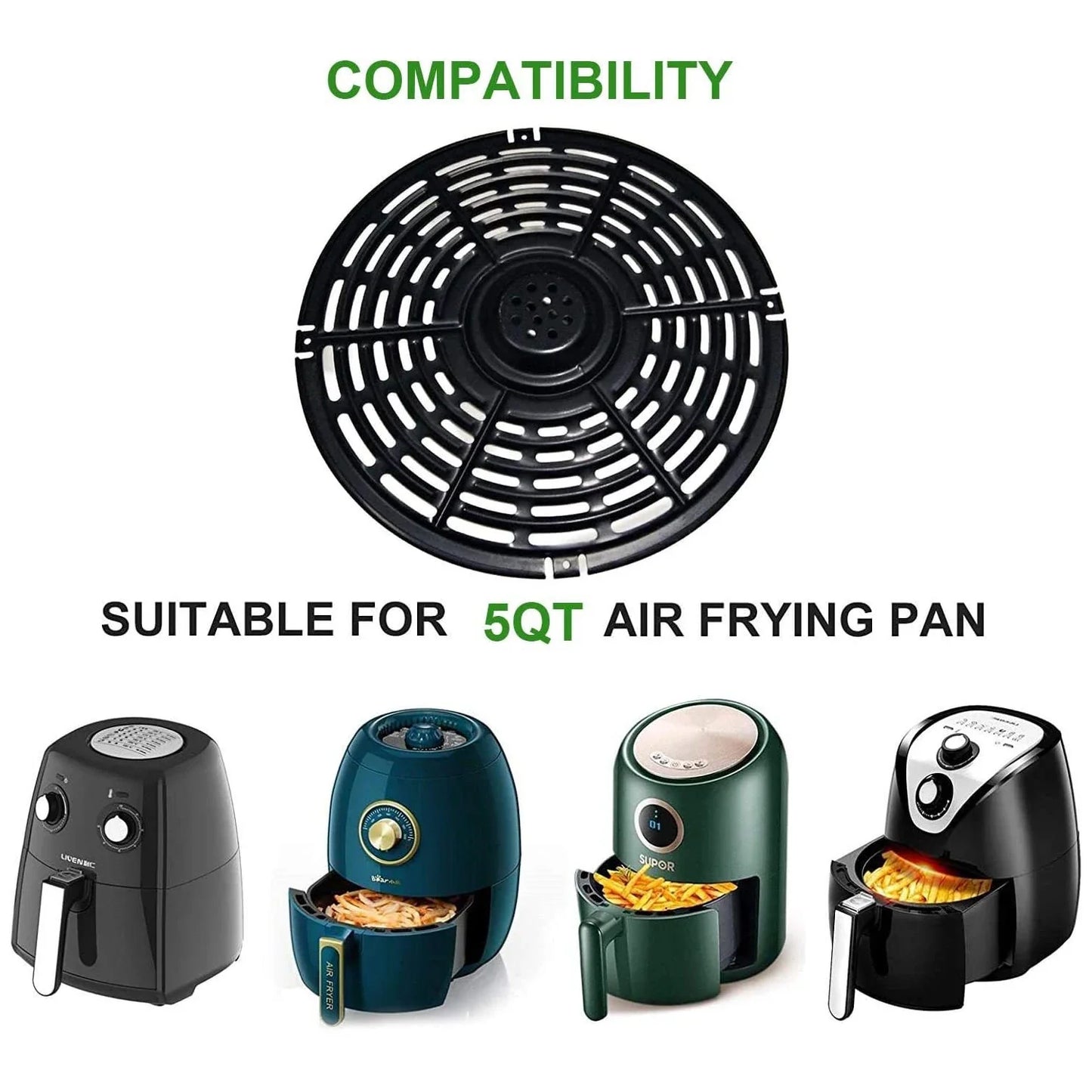 Carvallo Ersatz-grillpanna för varmluftsfritös | Non-stick & diskmaskinssäker | I olika storlekar | För pommes frites, kött & grönsaker