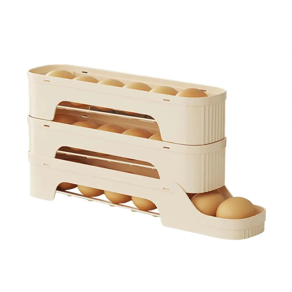 Carvallo RolloMaxx | 4-lagers äggorganisatör | Platsbesparande & Självrullande | Transparent design