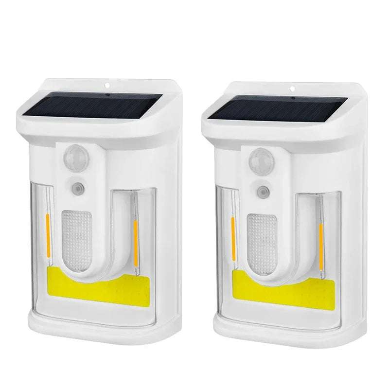 Carvallo Solar Vägglampa med Rörelsesensor | 3 Ljuslägen | IP65 Vattentålig | Varmt Flammigt Ljus för Trädgård & Gårdsplan