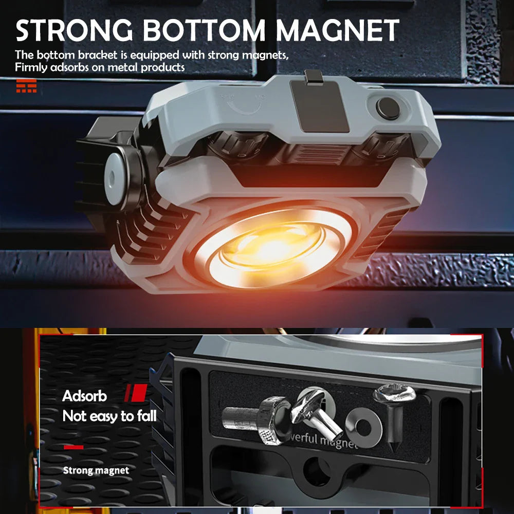 Carvallo MagnoBeam Pro | Uppladdningsbar &amp; dimbar | 1500 lm COB + TG3 Spotlight | Magnetisk &amp; IP66 vattentät