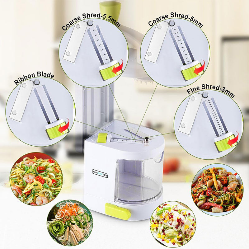 4 i 1 Rotera Skärblad Grönsak Spiralizer Nudelmaskin Med Suga kopp