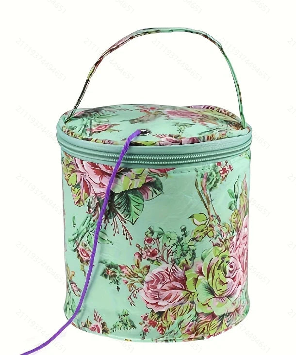 Carvallo Garn-väska | Cylindrisk ullpåse i polyester | Kompakt & Bärbar | För virknings- & sticktillbehör