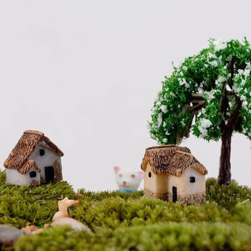 Carvallo FairyHome Set Miniatyrhus 4-pack | Feingård & Dekorationsfigurer | Harts | 2x2x1,5 cm | För DIY & Sagoträdgårdar