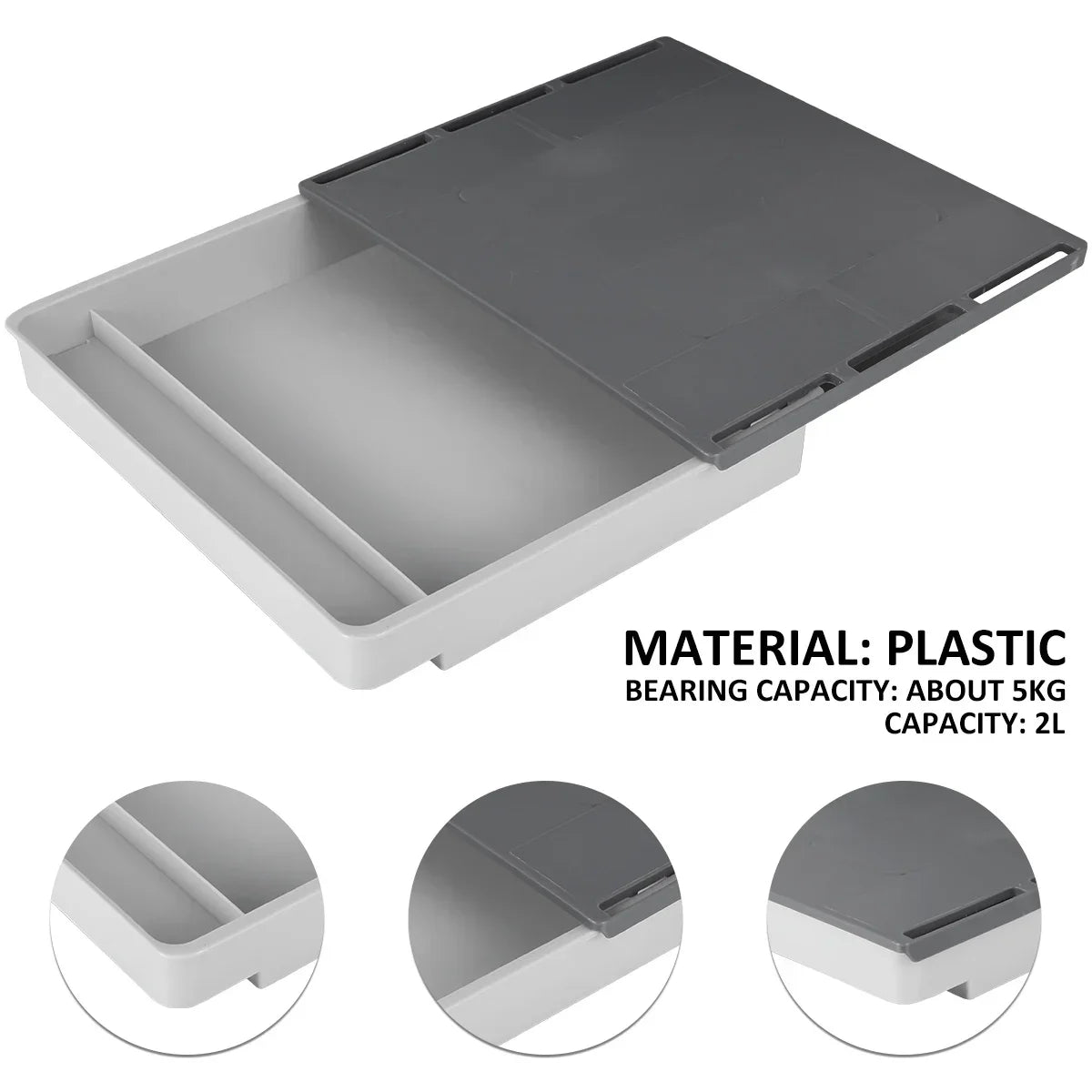 Carvallo Låda för lådor | Självhäftande & Osynlig | Under-bord Organizer för Kontor & Hem | 2L Förvaring