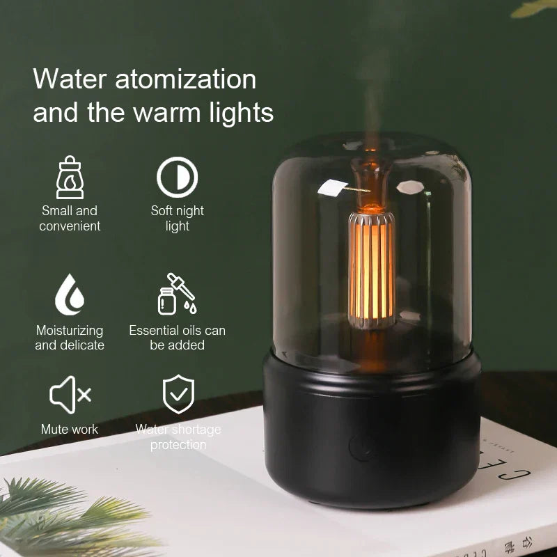 Luxora Retro Aromadiffusor med Nattljus - USB Eterisk Olja Luftfuktare för Hem och Kontor