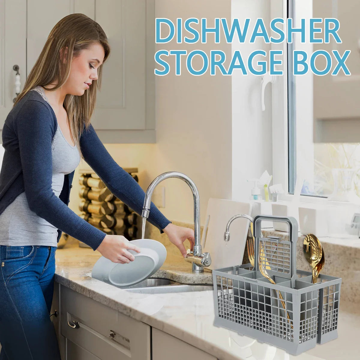 Carvallo Diskmaskinbestickkorg | Ersättningsbestickkorg för diskmaskin | Fällbar universalanvändning | Grå