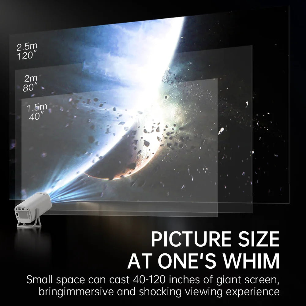 Carvallo Mini Beamer | Android 11 | 4K-kompatibel & 720P HD | Bärbar hemmabio