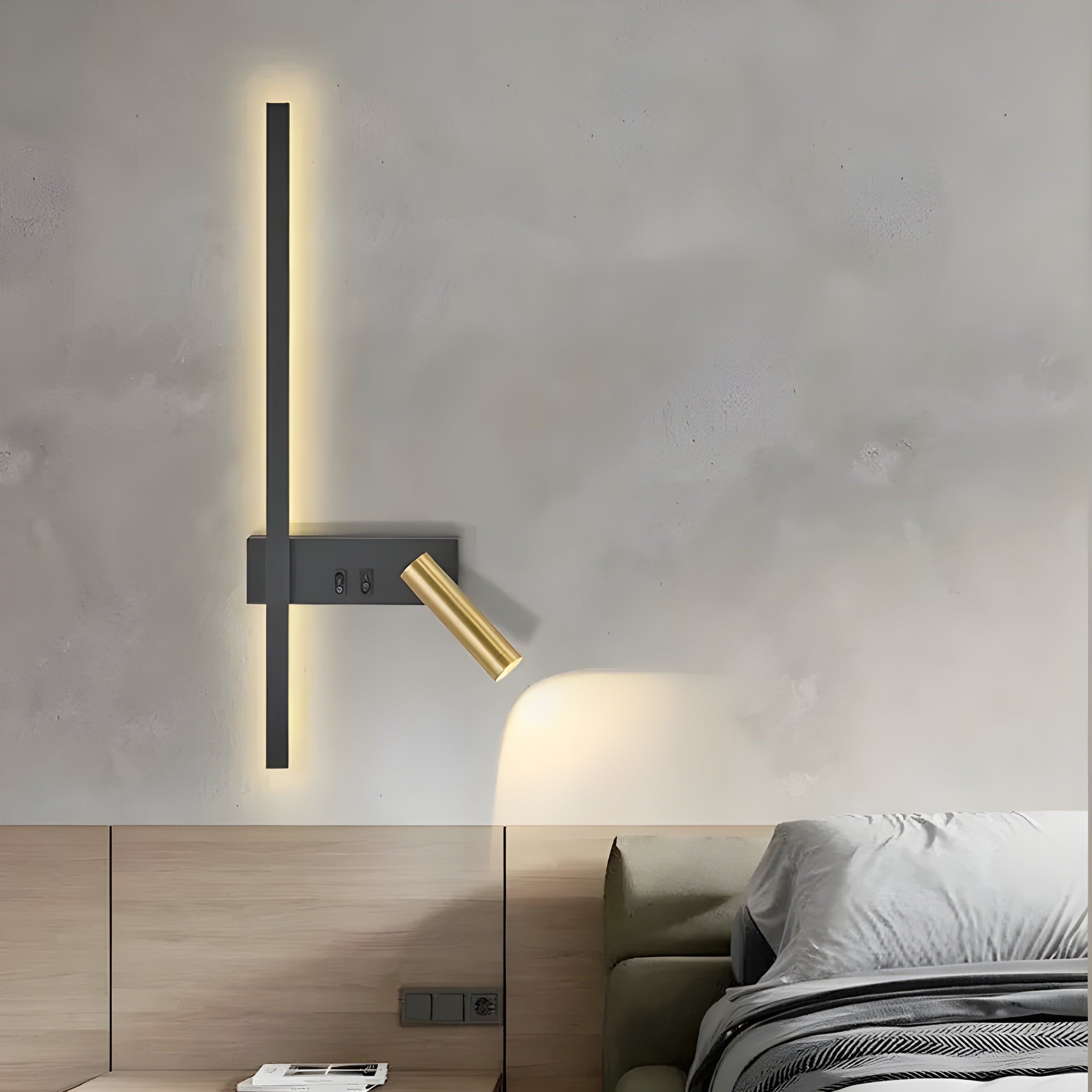 Duo-Vägglampa med strömbrytare - Minimalistisk design för vardagsrum och sovrum
