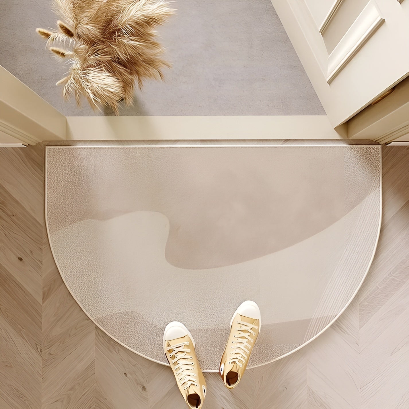 Halvkrets dörrmatta – Halkfri och dekorativ | För inomhus- och utomhusbruk, hall och vardagsrum