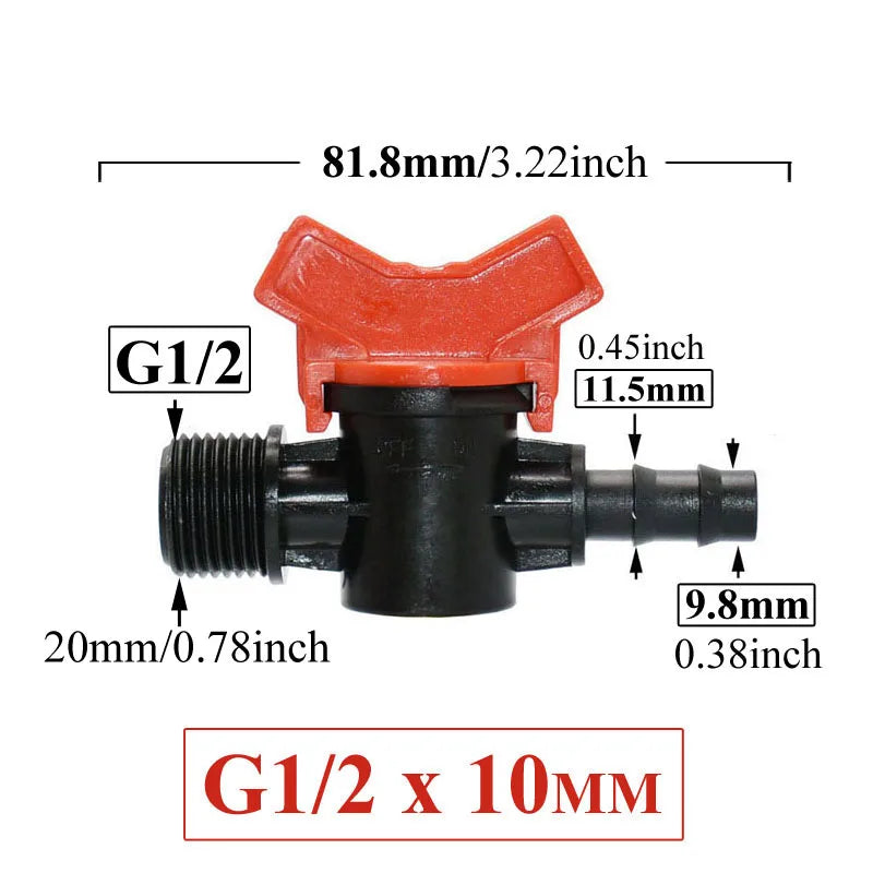 Carvallo FlowTura ConnectPro | Mini-kula ventil med slanganslutning och gänga | För trädgård, PE-slang och droppbevattning