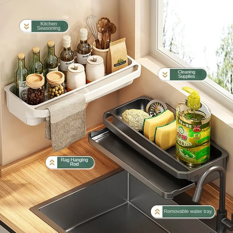 Carvallo AquaNest | Självavvattnande hylla | För svamp, diskmedel & duk | Justerbar & hygienisk