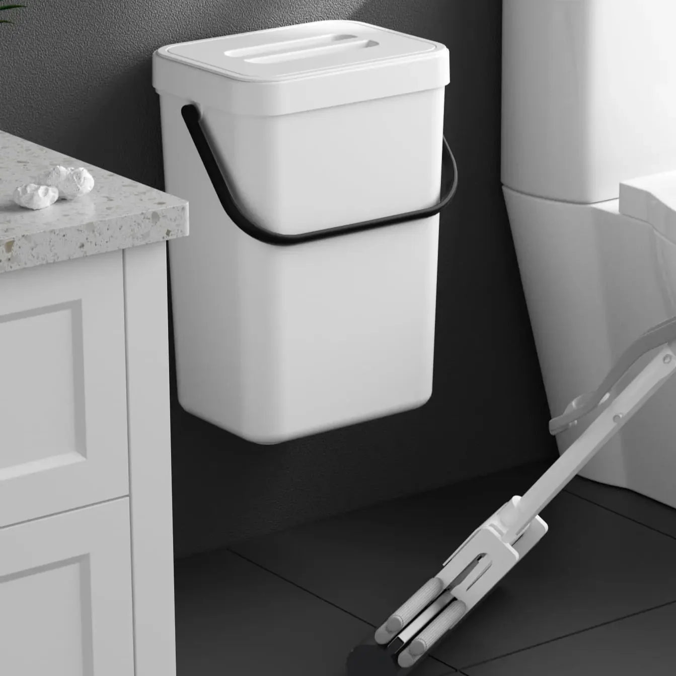 Carvallo Mini Soptunna | Med Lock | Hängande & Väggmontering | Kompakt & Luktblockerande | För Kök, Bad & Kontor