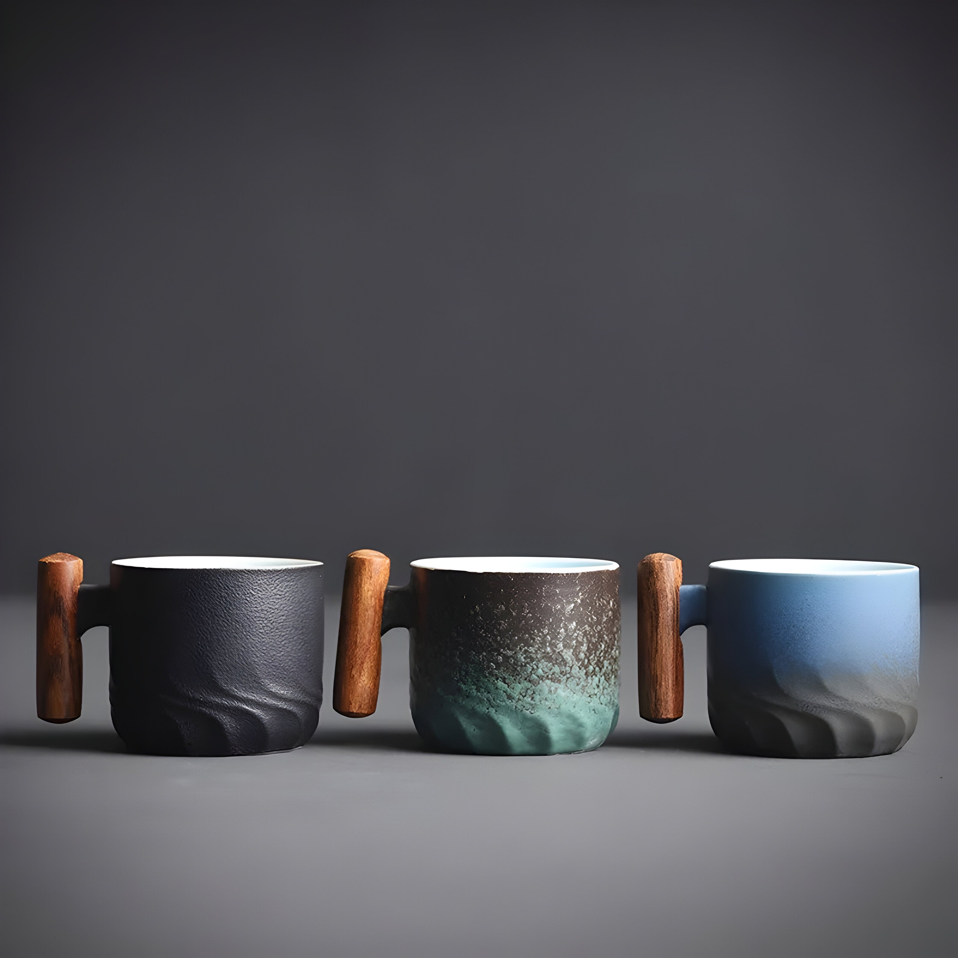 Keramik-kaffekopp med trähandtag – Retro-design, Robust och stilfull | Perfekt för kaffe och te