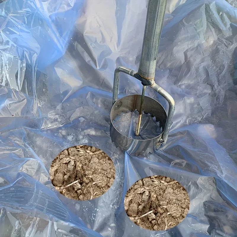 Carvallo Pro Folienhålare för växthus och trädgård | Ergonomisk och rostfri | Med avfallsfilm-krok | Rostfritt stål