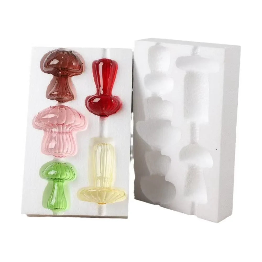 Carvallo Pilzvas | Transparent Dekorationsvas i glas | Organisk design för torkade blommor & aromadiffuser | Bord- & inredningsaccessoar