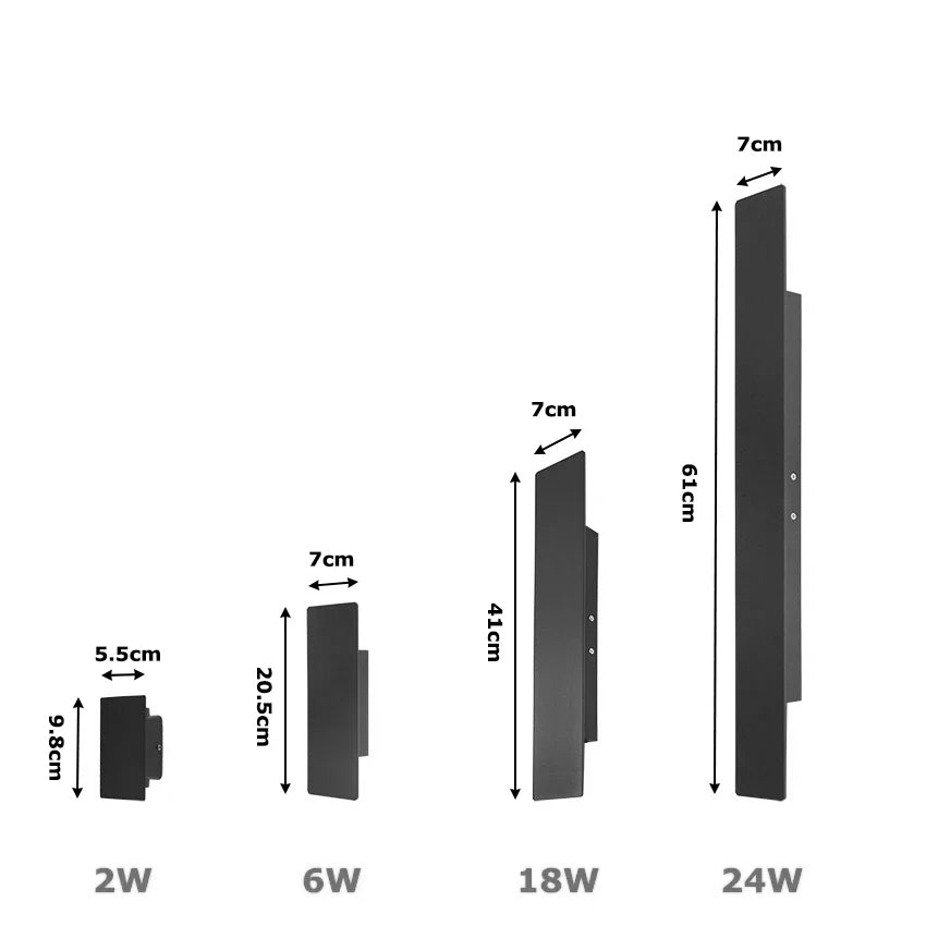 Utomhus Svart LED Vägglampa Aluminium Modern