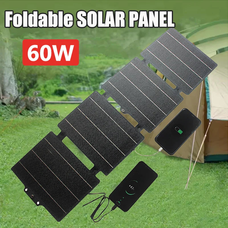 Carvallo Flex Fällbart Solpanel Laddare | 30W / 60W | IPX6 vattentålig | USB & Typ-C Utgångar | För Utomhus, Camping & Nödkraft