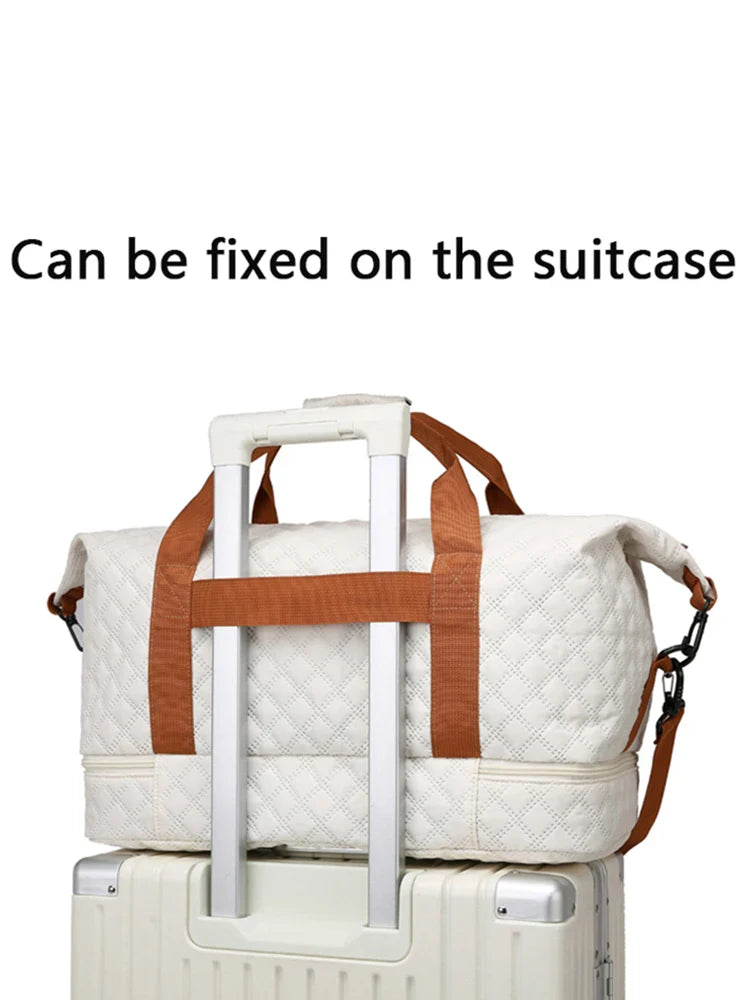 Carvallo resväska med skofack | Stort utrymme & argyle-design | Weekender i nylon för sport, korta resor & vardag