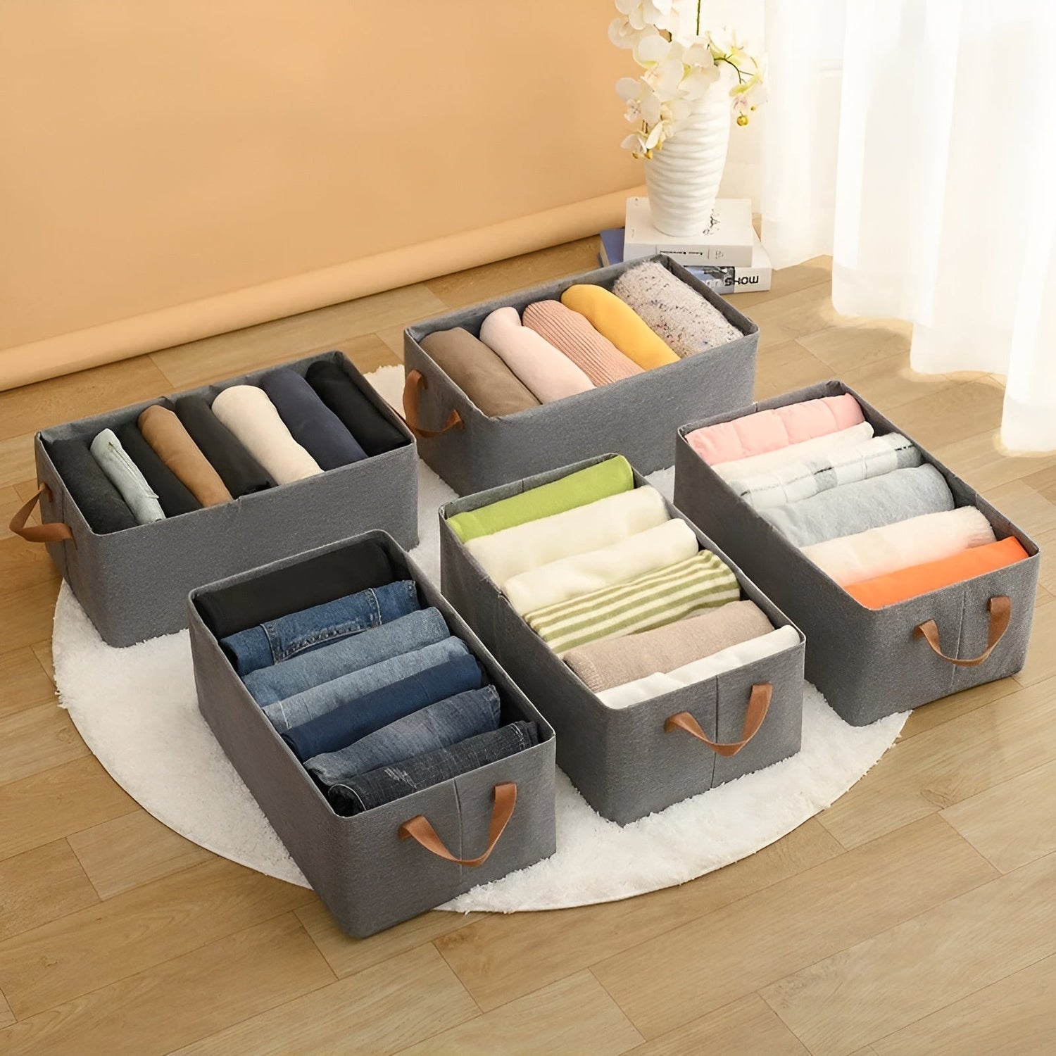 Fällbara förvaringskorgar – Praktiskt 3-pack | Idealisk för kläder, leksaker och mer