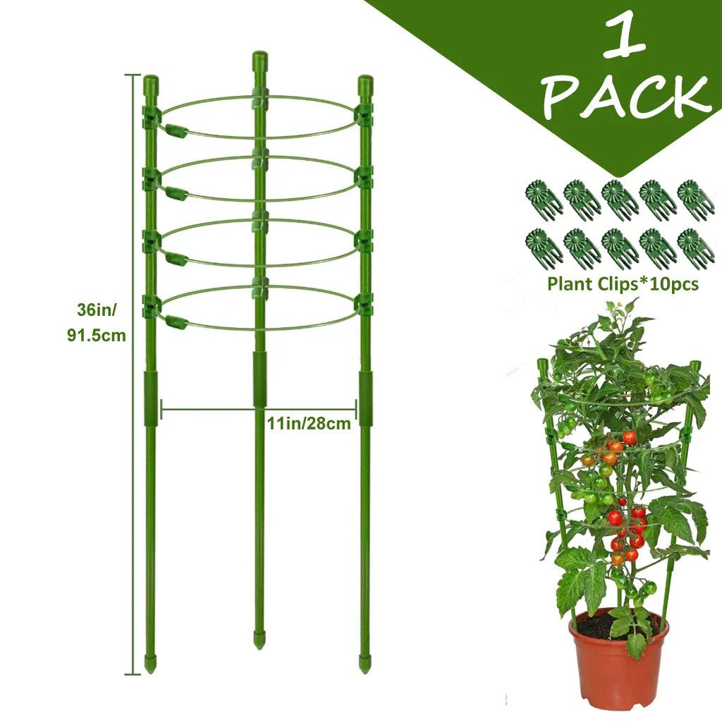 Carvallo FlexCage 90 Justerbar tomatbur 90 cm | Växtstöd med 4 ringar och clips | För klätterväxter, gurkor, paprika och blommor
