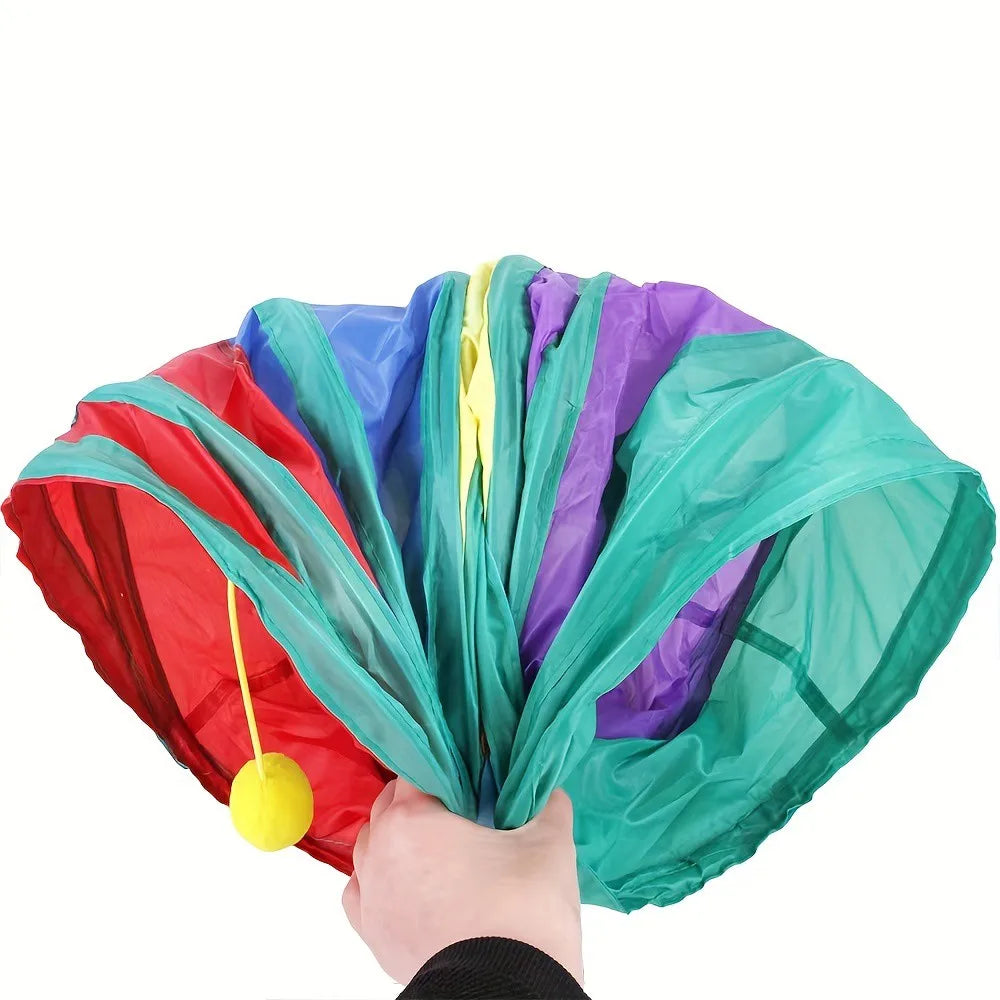 Carvallo MiauMaze FlexiPlay | Fällbar lektunneln för katter | Prasslande leksak med sidoingång | Andningsbar & Inomhus lämplig