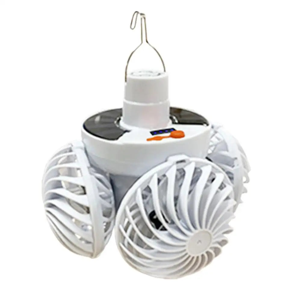 Carvallo Solar Campinglampa med fläkt | Fällbar & Bärbar | 3 Vindsteg & LED-belysning | För tält, terrass & utomhus