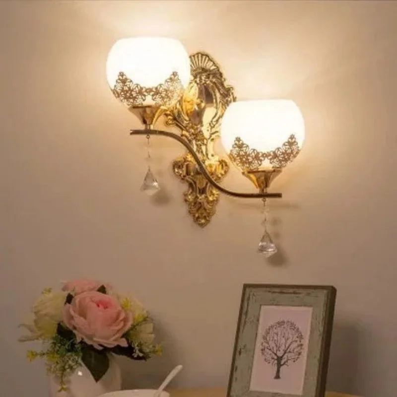 CrystalLuxe - LED Vägglampa Guld Sovrum &amp; Vardagsrum Stämningsbelysning