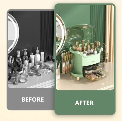 Transparent Desktop Makeup Organizer – Stort kapacitet dammavvisande smycke- och kosmetikaförvaringslåda