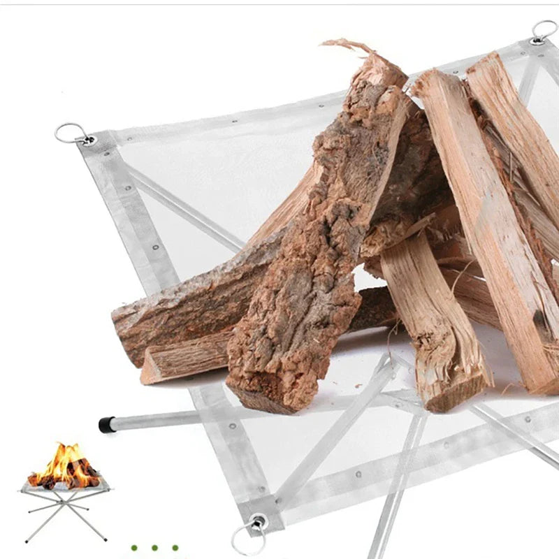 Carvallo Fällbar Utomhus Eldstad | Rostfritt Stål Eldställ med Nät | Bärbar & Värmeresistent | För Trädgård, Camping & Terrass