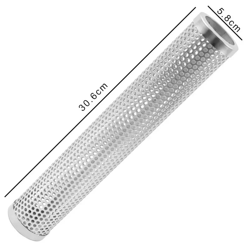 Carvallo Tube Rostfri Rökare-Rör | För Varm- & Kallrökning | BBQ-Aromarör med håldesign | 30,6 × 5,8 cm / 15,3 × 5,3 cm