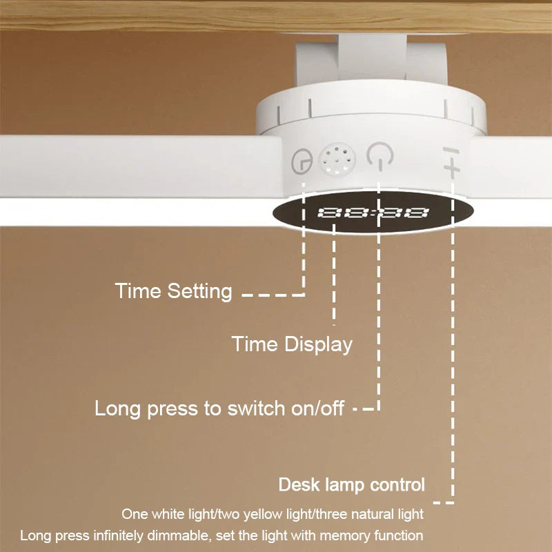Carvallo-skrivbordslampa ClarioMag | Med klocka & väckarklocka | Magnetisk & USB-uppladdningsbar | Steglöst dimbar | 35 cm