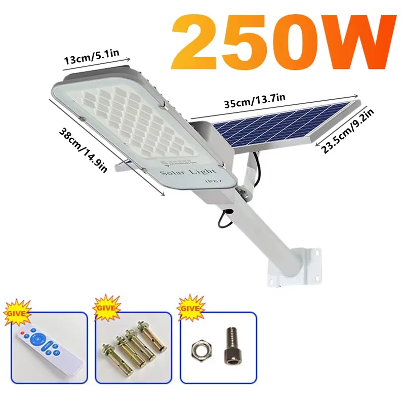 Carvallo Solar Security Light 250W | IP67 Vattentålig | Med Fjärrkontroll | Vägg- & Gatubefästning