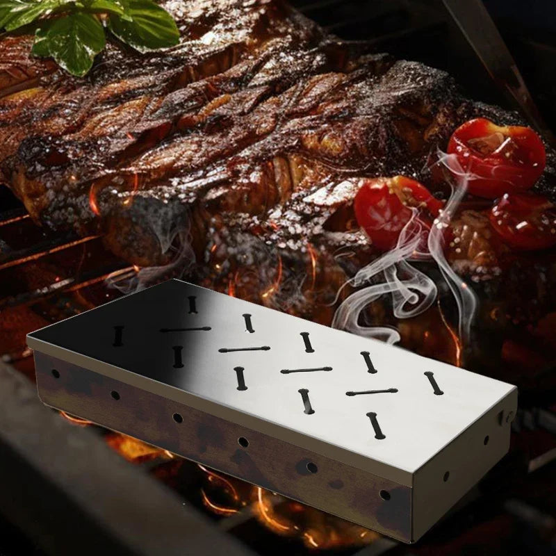 Carvallo BBQ Rökskåp | Rostfritt Stål Rökbox för Grill & Kolsgrill | Intensiv Rök Aroma | Kompakt & Återanvändbar